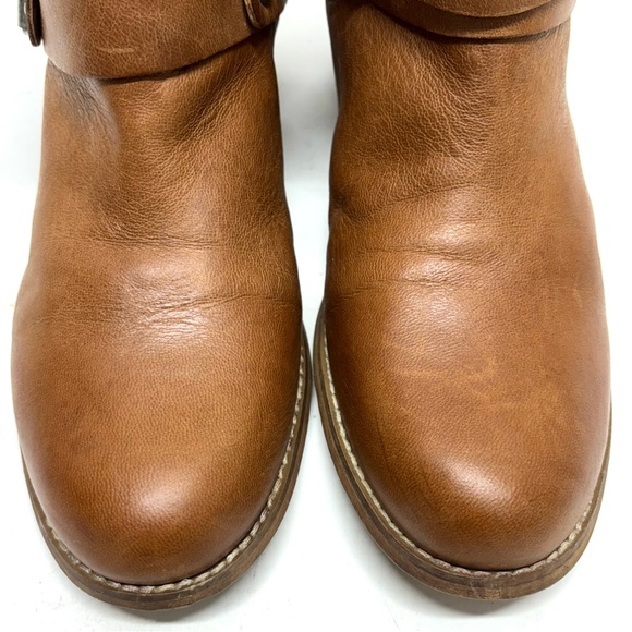 Marc Fisher Rosan Perforated Buckled Ankle Leather Boots Pull On Natural Tan 9.5 - Picture 7 of 17